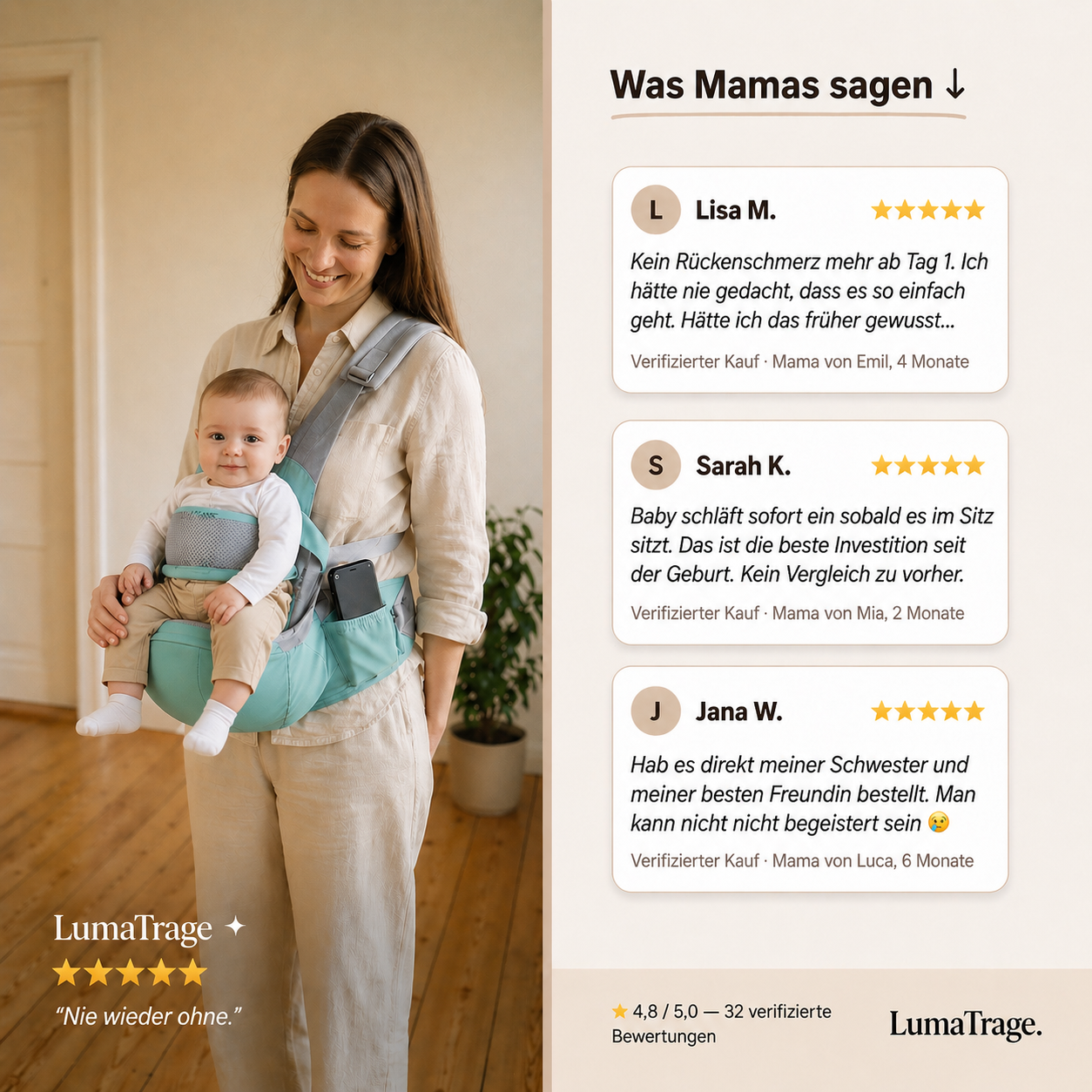LumaTrage-Schmerzfrei tragen ab dem ersten Tag